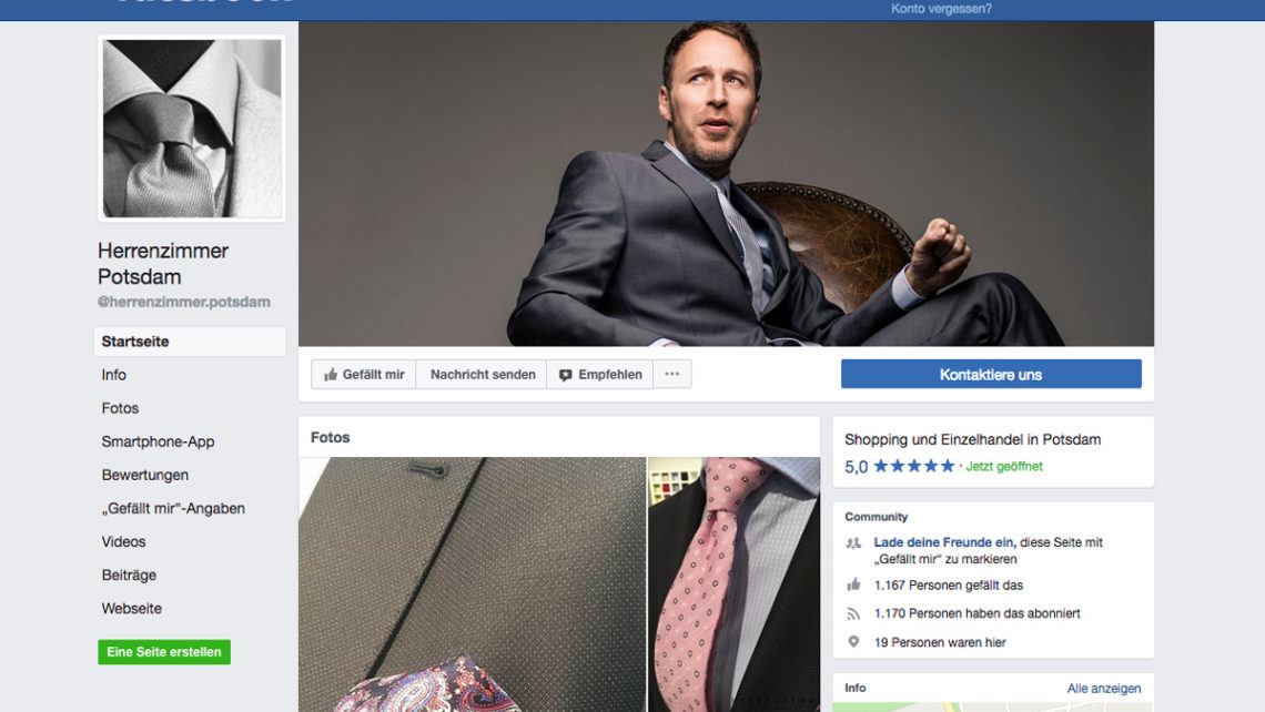 Herrenzimmer Potsdam Facebook Portfolio Cover